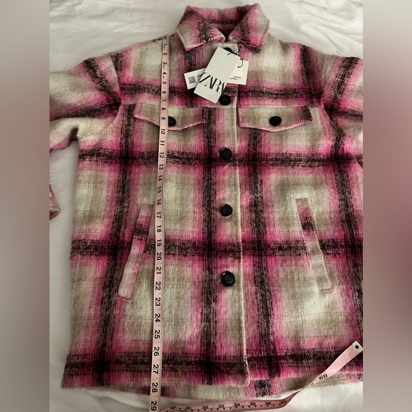 Zara pink plaid oversized shacket jacket size XS NWT - Picture 7 of 9
